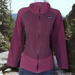 Patagonia Two-Tone Burgundy Purple Emmilen Full Zip Collared Fleece Jacket